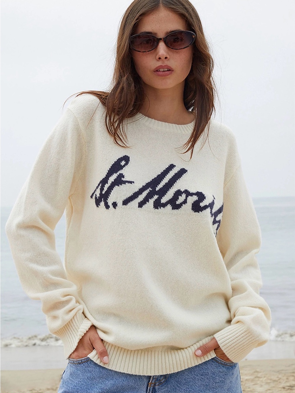 Brandy Melville St. Moritz Cream Wool Blend Pullover Sweater Size Small
